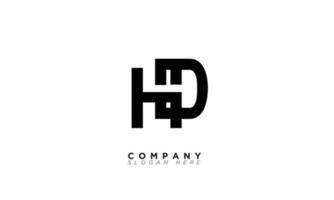 hd alfabeto letras iniciales monograma logo dh, h y d vector