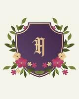 Floral Wedding Crest Design vector