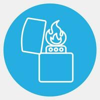 Icon lighter. Camping and adventure elements. Icons in blue round style. Good for prints, posters, logo, advertisement, infographics, etc. vector