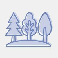 Icon forest. Camping and adventure elements. Icons in two tone style. Good for prints, posters, logo, advertisement, infographics, etc. vector