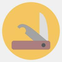 Icon clasp knife. Camping and adventure elements. Icons in color mate style. Good for prints, posters, logo, advertisement, infographics, etc. vector