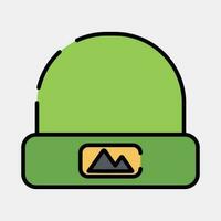 icono gorra. cámping y aventuras elementos. íconos en lleno línea estilo. bueno para huellas dactilares, carteles, logo, anuncio publicitario, infografía, etc. vector