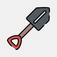 Icon shovel. Camping and adventure elements. Icons in filled line style. Good for prints, posters, logo, advertisement, infographics, etc. vector