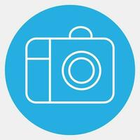 Icon camera. Camping and adventure elements. Icons in blue round style. Good for prints, posters, logo, advertisement, infographics, etc. vector