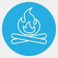 Icon campfire. Camping and adventure elements. Icons in blue round style. Good for prints, posters, logo, advertisement, infographics, etc. vector