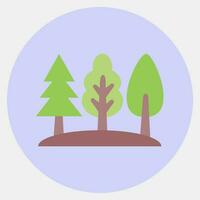 Icon forest. Camping and adventure elements. Icons in color mate style. Good for prints, posters, logo, advertisement, infographics, etc. vector