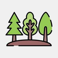 Icon forest. Camping and adventure elements. Icons in filled line style. Good for prints, posters, logo, advertisement, infographics, etc. vector