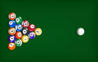 Billiard color balls arrangement. 3d vector illustration