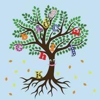 Tree artwork with colorful letters vector