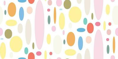 Geometric circle oval abstract seamless pattern with pastel color circles. Pink, blue, orange, soft red. Pattern for fashion, wallpaper, paper. Vector illustration