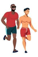 Gay homosexual running on the beach Colorful flat vector illustration isolated on white background