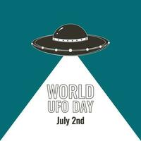 Vector UFO day poster with a black and white flying saucer in a retro style.