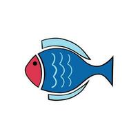 Vector aquarium fish silhouette illustration. Colorful cartoon flat aquarium fish icon for your design.