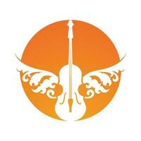 Violin Viola Fiddle Cello bass Contrabass music instrument silhouette logo design inspiration vector