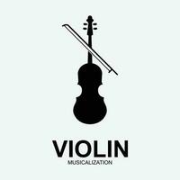 Violin Viola Fiddle Cello bass Contrabass music instrument silhouette logo design inspiration vector