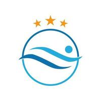 sencillo nadando piscina silueta, nadador atleta en mar Oceano agua ola logo diseño vector