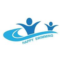 Simple Swimming Pool Silhouette, Swimmer Athlete on Sea Ocean Water Wave Logo design vector