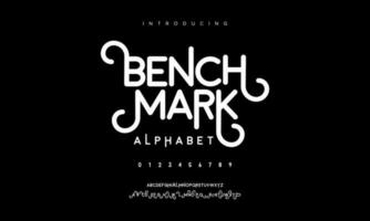 Benchmark abstract digital technology logo font alphabet. Minimal modern urban fonts for logo, brand etc. Typography typeface uppercase lowercase and number. vector illustration