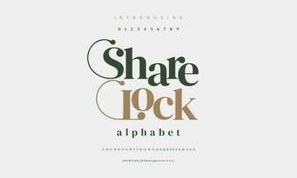 Elegant sharelock alphabet letters font and number. Classic Lettering Minimal Fashion Designs. Typography modern serif fonts decorative vintage design concept. vector illustration