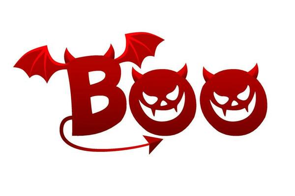 Boo text. Only one single word. Happy Halloween greeting card.