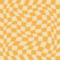 Groovy seamless pattern in cage, vintage vector retro background in hippie style. Psychedelic chess board, fashionable print
