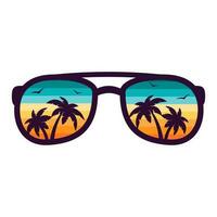 sunglasses with palms reflection vector