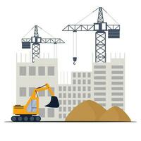 Under construction work process with construction technic vector