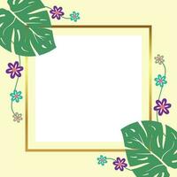 summer background of abstract shapes, floral and leaf ornament with free space for text. Template for banner, poster, social media, web, greeting card. vector