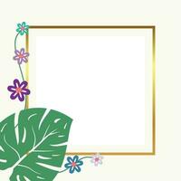 summer background of abstract shapes, floral and leaf ornament with free space for text. Template for banner, poster, social media, web, greeting card. vector