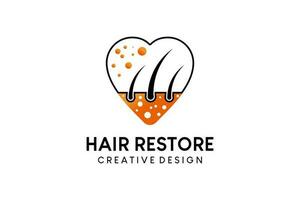 Hair growth logo design with creative love concept vector