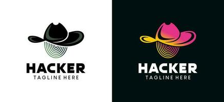 Hacker logo vector illustration design with creative disguise face