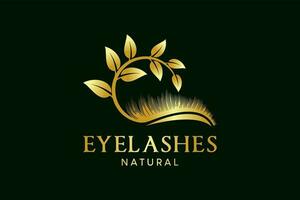 Natural leaf eyelash logo design, eyelash extension logo vector illustration