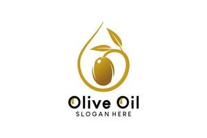 Olive oil logo design with creative luxury drop concept vector