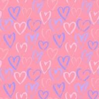 Abstract Grunge Dry Brush Heart Seamless Vector Pattern.