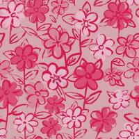 Pink Dry Brush Grunge Flower Seamless Pattern vector