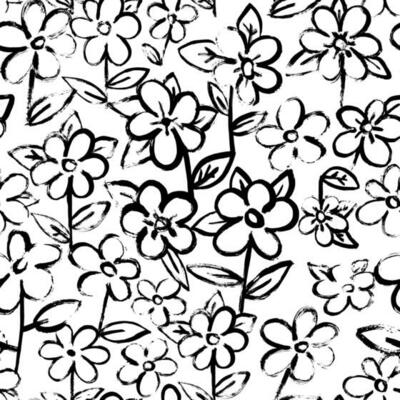 Dry Brush Flower Seamless Pattern