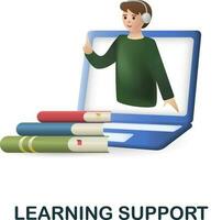 Learning Support icon. 3d illustration from e-learning collection. Creative Learning Support 3d icon for web design, templates, infographics and more vector