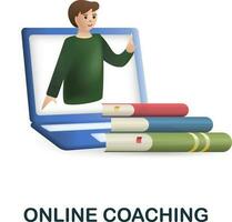 Online Coaching icon. 3d illustration from e-learning collection. Creative Online Coaching 3d icon for web design, templates, infographics and more vector