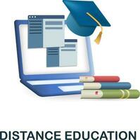 Distance Education icon. 3d illustration from e-learning collection. Creative Distance Education 3d icon for web design, templates, infographics and more vector