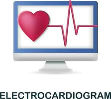 Electrocardiogram icon. 3d illustration from health check collection. Creative Electrocardiogram 3d icon for web design, templates, infographics and more vector