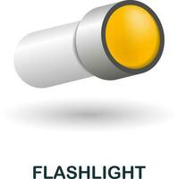 Flashlight icon. 3d illustration from outdoor recreation collection. Creative Flashlight 3d icon for web design, templates, infographics and more vector