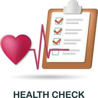 Health Check icon. 3d illustration from health check collection. Creative Health Check 3d icon for web design, templates, infographics and more vector