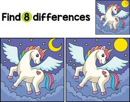 Flying Unicorn Find The Differences vector