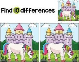 Unicorn Castle Find The Differences vector