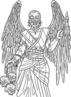 Halloween Angel of Death Isolated Coloring Page vector