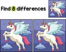 Flying Unicorn Find The Differences vector