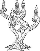 Halloween Candelabra Isolated Coloring Page vector