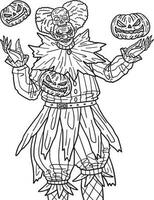 Halloween Clown Isolated Coloring Page for Adults vector