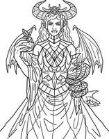 Halloween Succubus Isolated Coloring Page vector