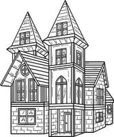 Halloween Haunted House Isolated Coloring Page vector